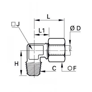 Équerre à piquage mâle NPT - LEGRIS 01A9 - Plan