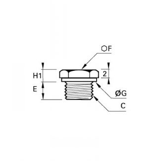 Bouchon laiton à 6 pans mâle BSP cylindrique/métrique - LEGRIS 0200 - Plan