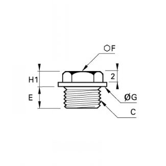 Bouchon laiton à 6 pans collerette mâle BSP cylindrique - LEGRIS 0201 - Plan