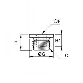 Bouchon laiton 6 pans creux collerette mâle cylindrique - LEGRIS 0202 - Plan
