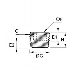 Bouchon acier à 6 pans creux mâle BSP conique - LEGRIS 0206 - Plan