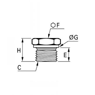 Bouchon acier à 6 pans mâle BSP cylindrique/métrique - LEGRIS 0210 - Plan