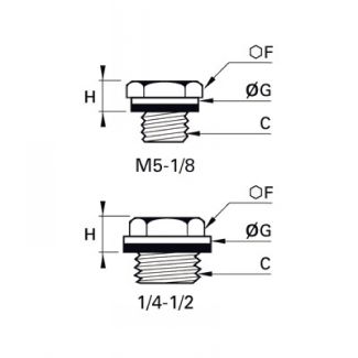 Bouchon laiton à 6 pans mâle BSP cylindrique/métrique - LEGRIS 0220 - Plan