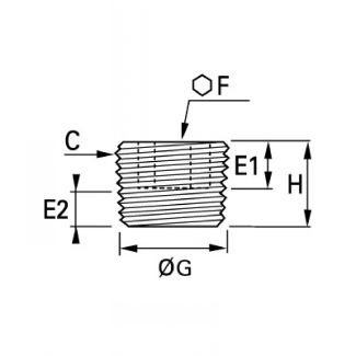 Bouchon inox à 6 pans creux mâle BSP conique - LEGRIS 0285 - Plan