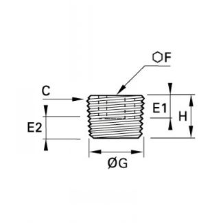 Bouchon laiton à 6 pans creux mâle NPT - LEGRIS 02A5 - Plan