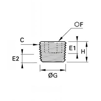 Bouchon acier à 6 pans creux mâle NPT - LEGRIS 02A6 - Plan