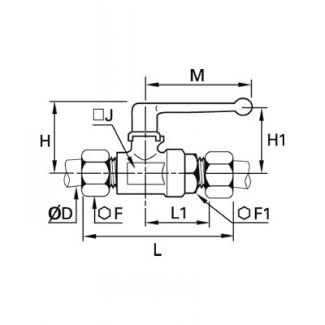 Robinet 2 voies avec raccord bicone - LEGRIS 0414 - Plan
