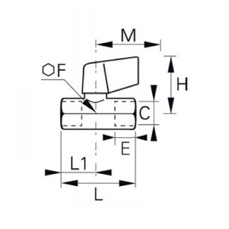 Robinet série légère 2 voies femelleBSP cylindrique manette courte - LEGRIS 049C - Plan