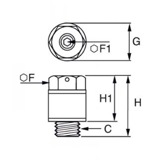 Silencieux plastique réglable mâle cylindrique - LEGRIS 0676 - Plan