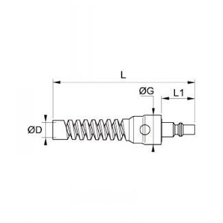 Embout à connexion LF3000 avec ressort de protection, profil ISO B - LEGRIS 080U - Plan