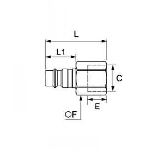 Embout femelle BSP cylindrique, profil Européen - LEGRIS 086E - Plan