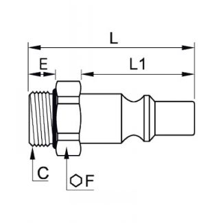 Embout mâle BSP cylindrique, profil ARO - LEGRIS 087A - Plan