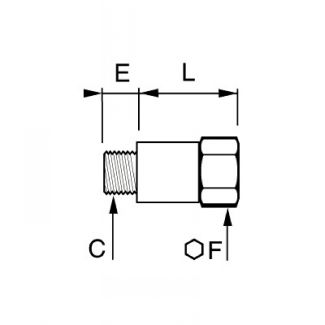 Prolongateur nickelé mâle-femelle cylindrique - LEGRIS 0907 - Plan