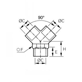 Y triple nickelé femelle cylindrique - LEGRIS 0910 - Plan