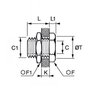 Traversée cloison nickelée femelle cylindrique - LEGRIS 0920 - Plan
