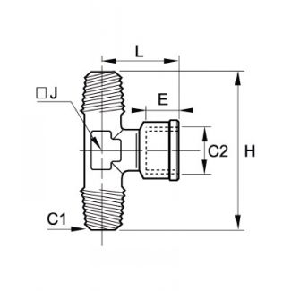 Té nickelé mâle conique au centre femelle cylindrique - LEGRIS 0928 - Plan