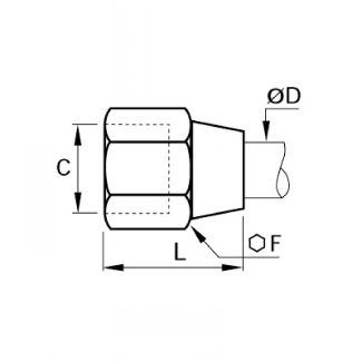 Écrou de serrage rallongé laiton métrique - LEGRIS 0B10 - Plan