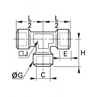 Té égal triple femelle BSP cylindrique - LEGRIS 1845 - Plan