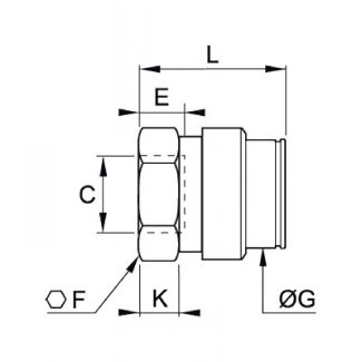Corps femelle, BSP cylindrique série maxi - LEGRIS 2A72 - Plan