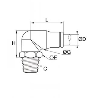Équerre compacte piquage mâle NPT - LEGRIS 38C9 - Plan
