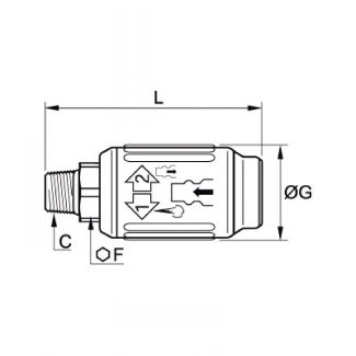 Corps mâle BSP conique et NPT, profil ISO B - LEGRIS 405U - Plan