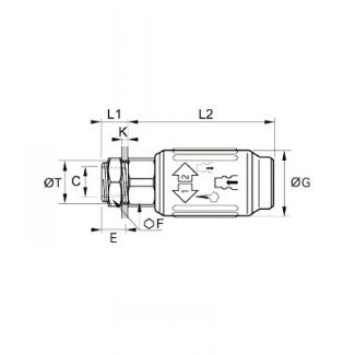 Corps femelle traversée de cloison BSP cylindrique, profil ISO B - LEGRIS 416U - Plan