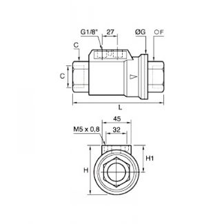 Vanne pilotée ouverte femelle BSP cylindrique - LEGRIS 4222 - Plan