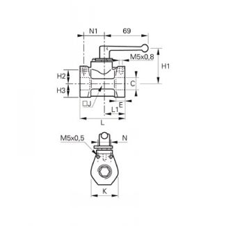 Robinet série industrielle 2 voies femelle BSP cylindrique - LEGRIS 4402 - Plan