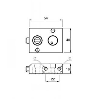Vanne pilotée double effet femelle BSP cylindrique - LEGRIS 4E98 - Plan