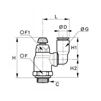 Régleur de débit orientable échappement BSP cylindrique - LEGRIS 7040 - Plan
