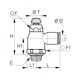 Régleurs débit compacts échappement BSP conique, NPT - LEGRIS 7065 - Plan