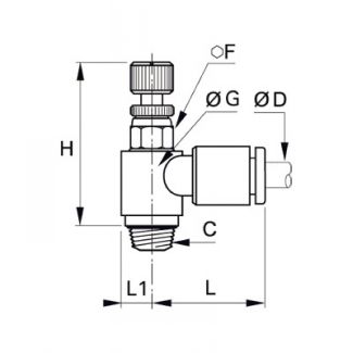 régleur miniature à l'échappement BSP conique NPT - LEGRIS 7665 - Plan