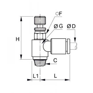 régleur miniature à l'admission mâle conique NPT - LEGRIS 7668 - Plan