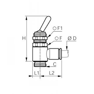 Raccord 3/2 levier basculant mâle admission cylindrique - LEGRIS 7800 - Plan