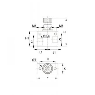 Régleur en ligne bi-directionnel, femelle BSP cylindrique - LEGRIS 7822 - Plan