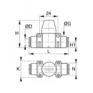 Mini-robinet droit 2/2 à connexion instantanée - LEGRIS 7910 - Plan