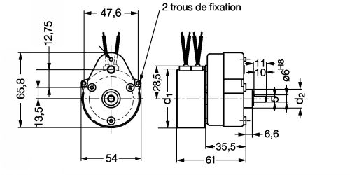 Petit motoréducteur exécution B 230V 2 Nm - Plan