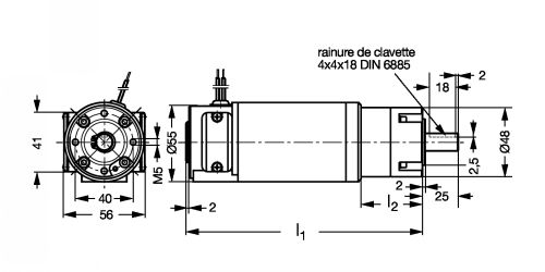 Motoréducteur planétaire PE2 avec moteur à courant continu 24V - Plan
