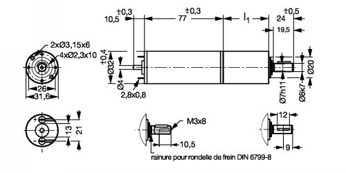 Motoréducteur planétaire SFP2 avec moteur à courant continu - Plan