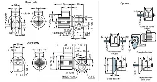 Motoréducteur roue et vis sans fin MB3101 - Plan