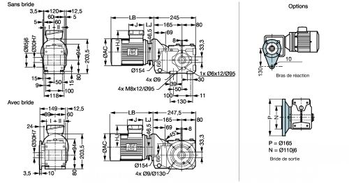 Motoréducteur couple conique Orthobloc 3132 - Plan