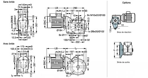 Motoréducteur couple conique Orthobloc 3232 - Plan
