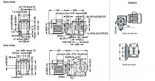 Motoréducteur couple conique Orthobloc 3333 - Plan