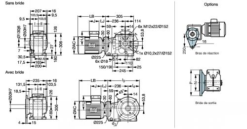 Motoréducteur couple conique Orthobloc 3433 - Plan