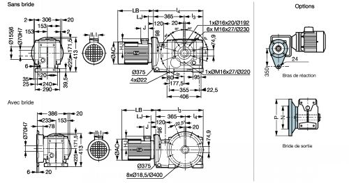 Motoréducteur couple conique Orthobloc 3633 - Plan