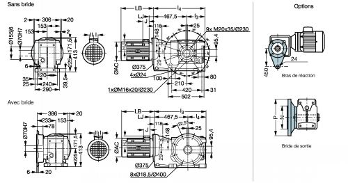 Motoréducteur couple conique Orthobloc 3733 - Plan