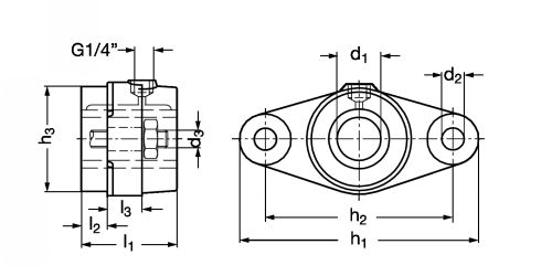 Plan - Paliers applique DIN 502 B, sans coussinet