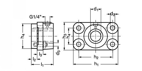 Plan - Paliers applique DIN 503 A, avec coussinet en laiton rouge