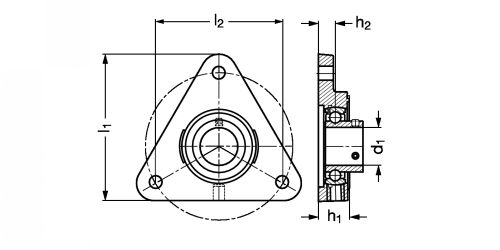 Plan - Palier applique à 3 trous de fix., corps en fonte