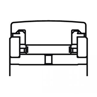 Symbole galet de came avec guidage axial par rondelles, avec 2 bagues d'étanchéité (PP)
